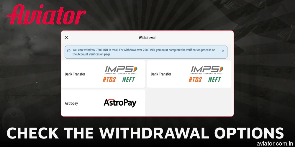 Review the different ways you can withdraw your Aviator funds.