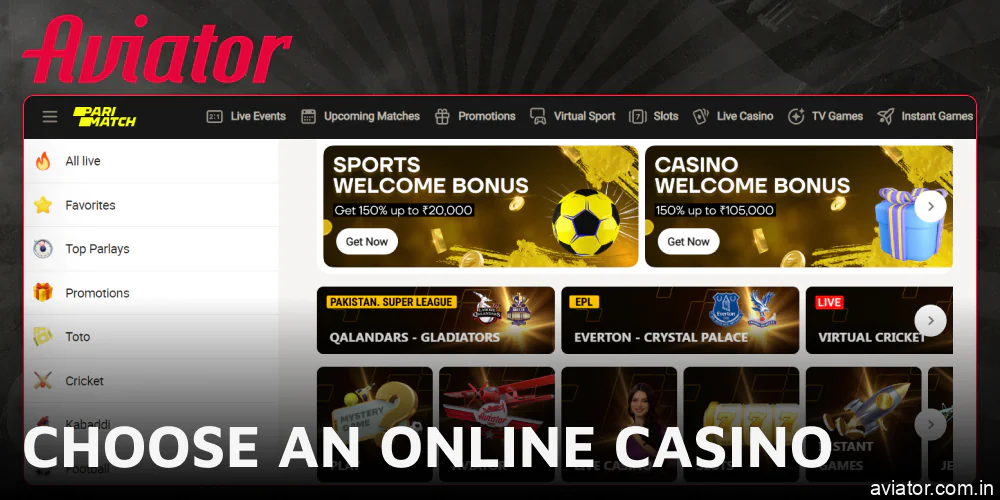 Select an online gambling platform to start your Aviator journey.