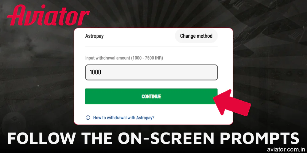 Complete the on-screen steps to successfully move your Aviator winnings.