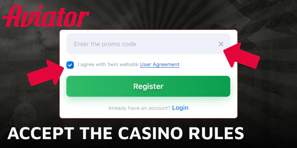 Agree to the site's rules and regulations to proceed with your Aviator setup.
