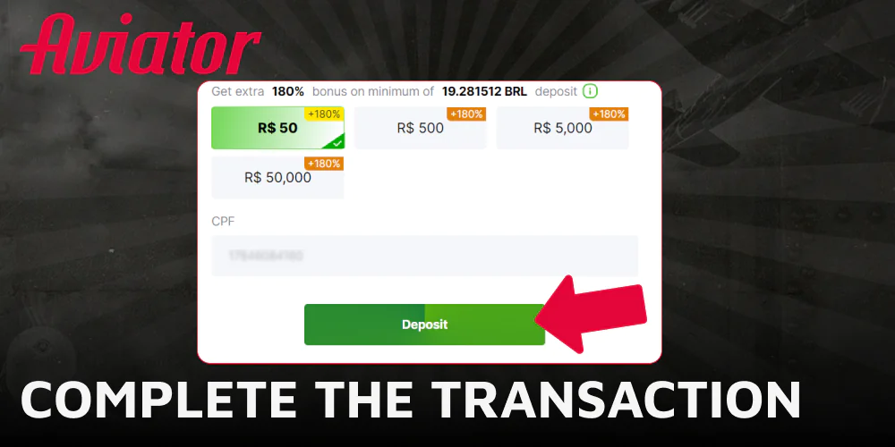 Complete your payment to start playing Aviator
