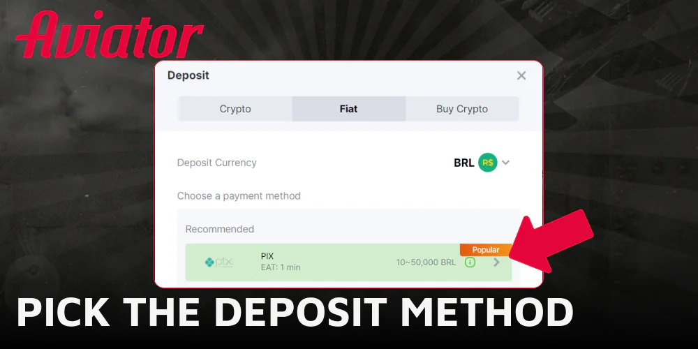 Choose your preferred payment method to top up your Aviator balance
