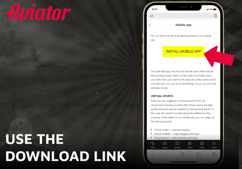 Click the link to begin downloading the Aviator app to your gadget