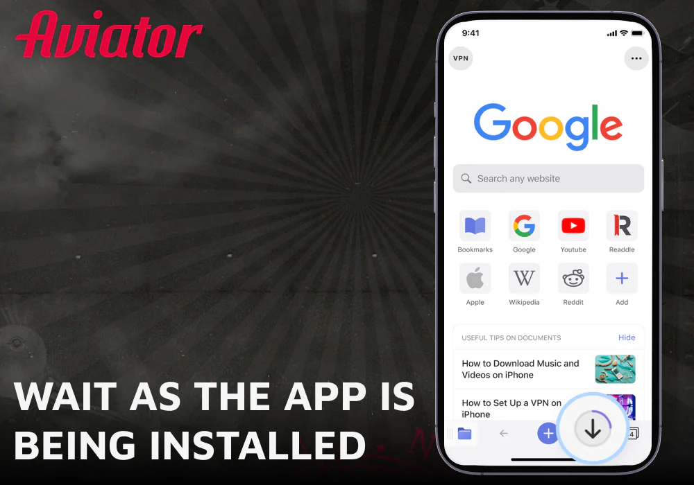 Wait a moment while the Aviator app finishes installing
