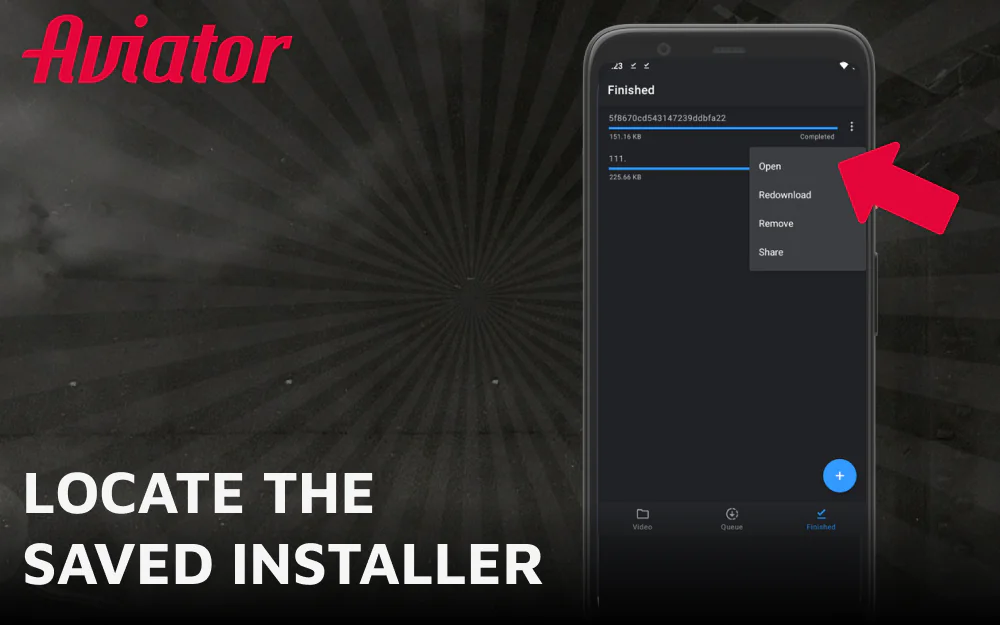 Locate the Aviator installation file in your downloads folder