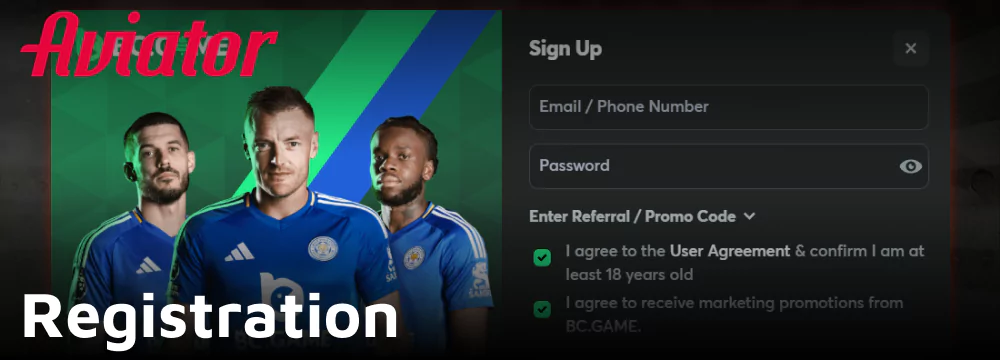 Sign-up process for online Aviator play