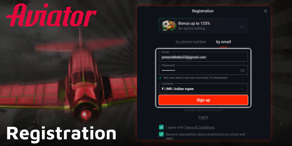 Registration process for Pin Up Aviator