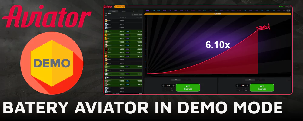 Experience Aviator for free using the Batery casino demo