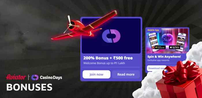 Casino Days offers a wealth of bonuses, many of which are perfect for Aviator enthusiasts.
